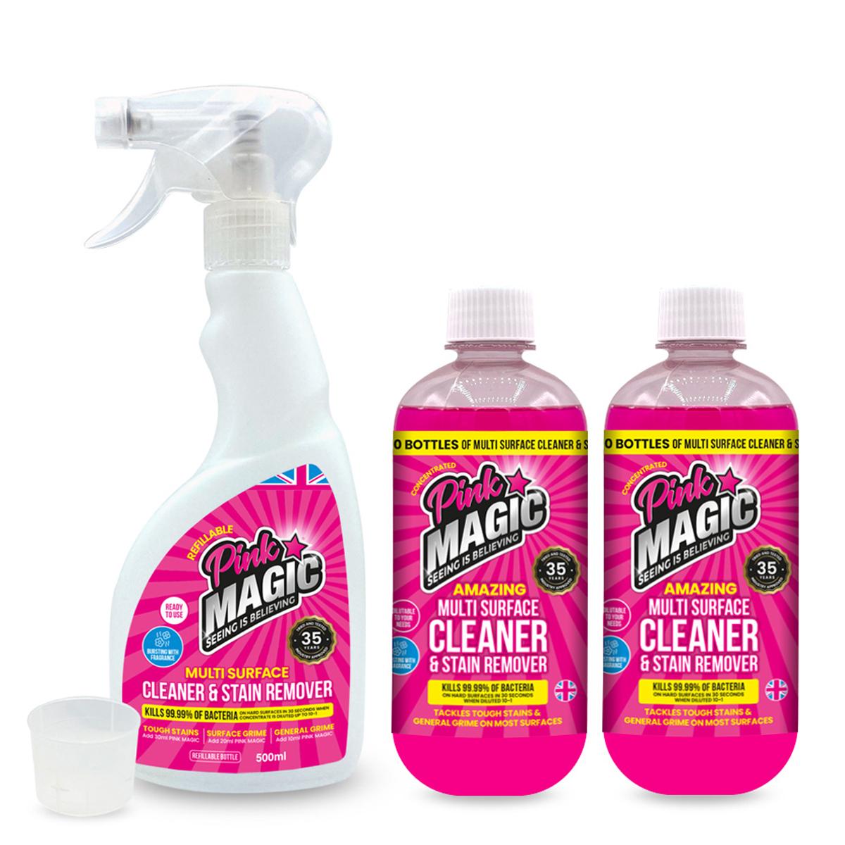 Pink Magic – 1 litre Multi-Surface Cleaner and Disinfectant Concentrate + refillable spray bottle